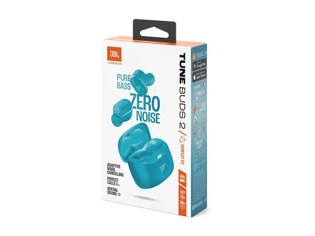 JBL TUNE Buds 2 - True wireless-hodetelefoner med mikrofon i øret - Bluetooth - aktiv støydemping - turkis 