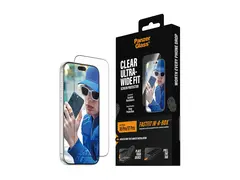 PanzerGlass - Skjermbeskyttelse for mobiltelefon ultra-bred passform med FASTFIT IN-A-BOX - glass - rammefarge svart - for Apple iPhone 17 Pro