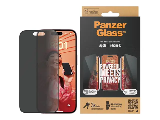 PanzerGlass Privacy - Skjermbeskyttelse for mobiltelefon ultravid ...