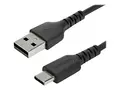 STARTECH 1M DURABLE USB 2.0 TO USB C CABLE BLACK ARAMID FIBER