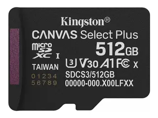 Kingston Canvas Select Plus - Flashminnekort 512 GB - A1 / Video Class V30 / UHS-I U3 / Class10 - microSDXC UHS-I