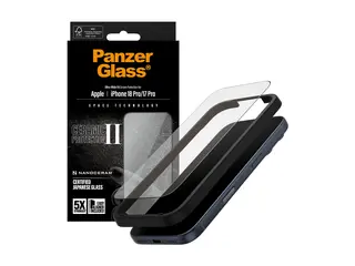 PanzerGlass Ceramic Protection II - Skjermbeskyttelse for mobiltelefon ultravid passform med EasyAligner - glass - rammefarge svart - for Apple iPhone 17 Pro, 18 Pro