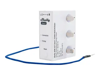Shelly 3EM-63T Gen3 - Effekt- / energimåler trådløs - 802.11b/g/n, Bluetooth 4.2 - 2401 - 2483 Mhz, 2400 - 2483.5 Mhz - hvit