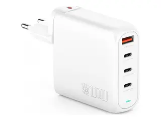 4smarts GaN FlexPro - Travel Edition strømadapter - 100 watt - 5 A - QC 3.0, QC 4.0+, PD 2.0, PD 3.0, PD/PPS - 4 utgangskontakter (3 x USB-C, USB-type A) - hvit