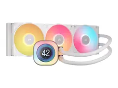 CORSAIR iCUE Link TITAN 360 RX LCD - Væskekjølesystem for prosessor Radiatorstørrelse: 360 mm - (for: LGA1851, LGA1700, AM5, AM4) - kobber - 120 mm - hvit