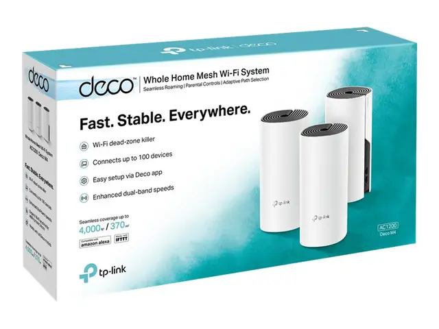 TP-Link DECO M4 - Wi-Fi-system (3 rutere) maske 1GbE Wi-Fi 5 Dobbe...