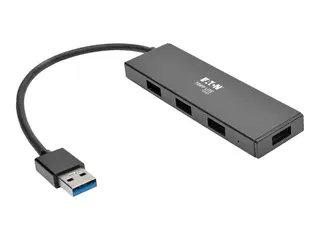 Eaton Tripp Lite series 4-Port Portable Slim USB 3.0 Superspeed Hub w/ Built In Cable Hub - 4 x SuperSpeed USB 3.0 - stasjon&#230;r