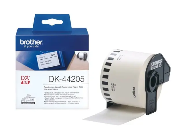Brother DK44205 - Fjernbart adhesiv - hvit - Rull (6,2 cm x 30,5 m...