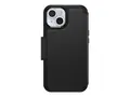 OtterBox Strada Series - Lommebok for mobiltelefon MagSafe-samsvar - l&#230;r - skygge (svart) - for Apple iPhone 15