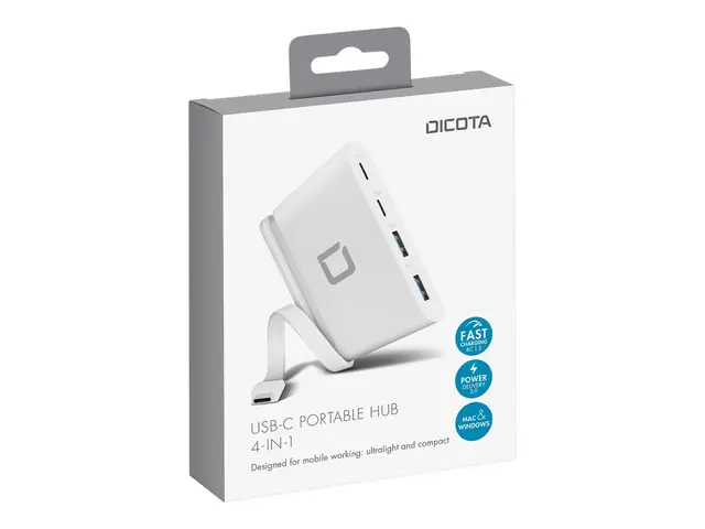 DICOTA USB-C Portable Hub 4-in-1 - Hub - 2 x USB-C + 2 x SuperSpee...