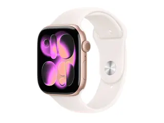 Apple Watch Series 11 (GPS + Cellular) - 46 mm rosegull aluminium - smartklokke med sportsb&#229;nd - fluorelastomer - lett rouge - b&#229;ndbredde: M/L - 64 GB - LTE, Wi-Fi 4, UWB, Bluetooth - 5G - 36.9 g