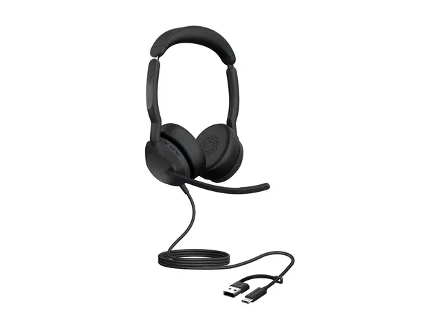 Jabra Evolve2 50 UC Stereo - Hodesett on-ear kablet aktiv støydemp...