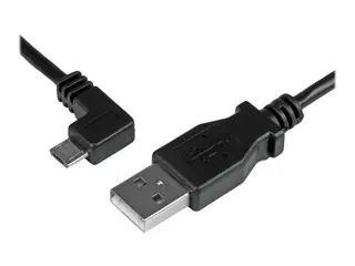 StarTech 2m 6 ft Micro-USB Charge-and-Sync Cable Left-Angle Micro-USB - M/M - USB to Micro USB Charging Cable - 24 AWG (USBAUB2MLA) - USB-kabel - Micro-USB type B til USB - 2 m