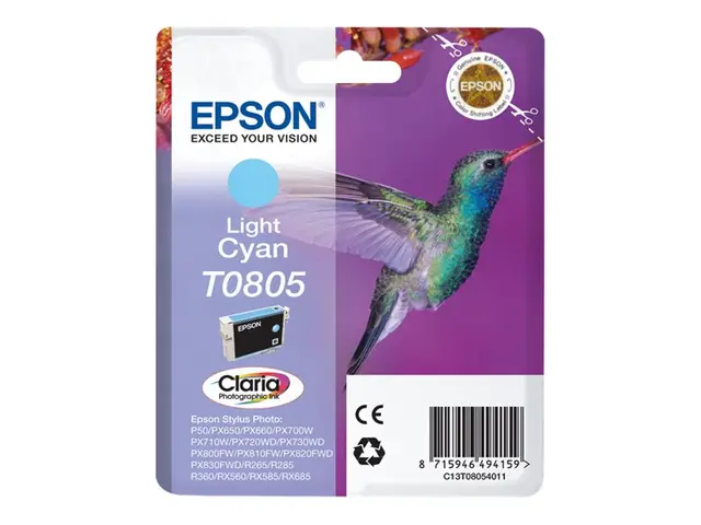 Epson T0805 - 7.4 ml - lys cyan - original - blister - blekkpatron...