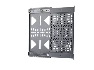 Startech - Monteringssett (lagerpanel) - utskyvbar for strømmerboks / mediaspiller - accessories mounting, 22 lbs (10 kg), behind TV, easy access - låsbar - stål - svart - veggmonterbar