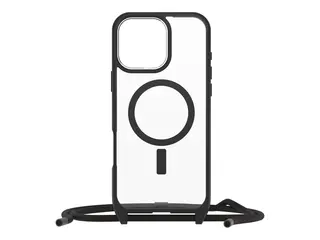 OtterBox React Series - Baksidedeksel for mobiltelefon halskjede - MagSafe-samsvar - svart krystall (klar/svart) - for Apple iPhone 16 Pro Max