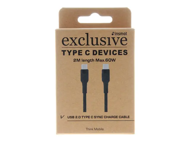 Insmat - USB-kabel 24 pin USB-C (hann) til USB 2.0 3 A 2 m up to 4...