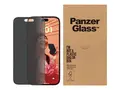 PanzerGlass Privacy - Skjermbeskyttelse for mobiltelefon ultravid passform med EasyAligner - glass - med personvernsfilter - rammefarge svart - for Apple iPhone 15