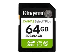 Kingston Canvas Select Plus - Flashminnekort 64 GB - Video Class V10 / UHS-I U1 / Class10 - SDXC UHS-I
