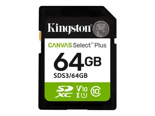 Kingston Canvas Select Plus - Flashminnekort 64 GB - Video Class V10 / UHS-I U1 / Class10 - SDXC UHS-I