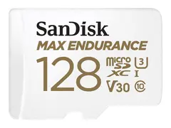 SanDisk Max Endurance - Flashminnekort (microSDXC til SD-adapter inkludert) 128 GB - Video Class V30 / UHS-I U3 / Class10 - microSDXC UHS-I