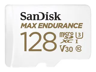 SanDisk Max Endurance - Flashminnekort (microSDXC til SD-adapter inkludert) 128 GB - Video Class V30 / UHS-I U3 / Class10 - microSDXC UHS-I