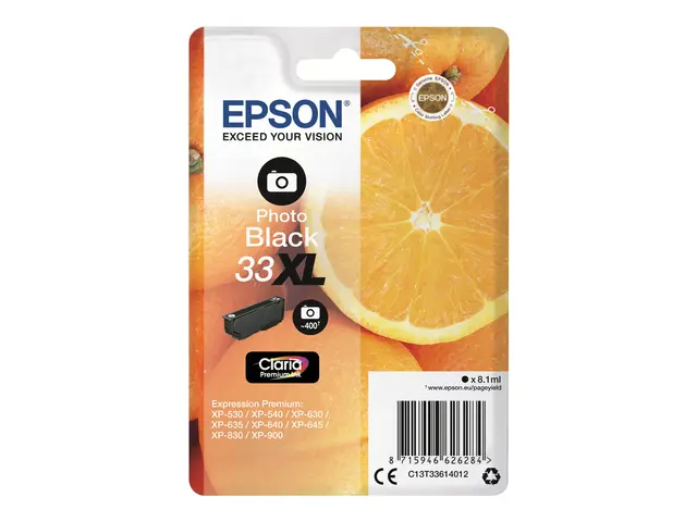 Epson 33XL - 8.1 ml - XL - fotosort - original - blære med RF/lyd-...