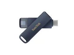 SanDisk Phone Drive - USB-flashstasjon - 128 GB USB-C / Lightning - metallisk sky