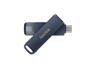 SanDisk Phone Drive - USB-flashstasjon - 128 GB USB-C / Lightning - metallisk sky