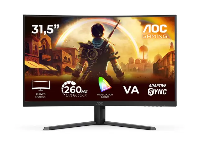 AOC Gaming C32G42ZE - G4 Series LED-skjerm - gaming - kurvet - 32" (31.5" synlig) - 1920 x 1080 Full HD @ 240 Hz - VA - 300 cd/m² - 3500:1 - HDR10 - 0.3 ms - HDMI, DisplayPort - svart, rød 