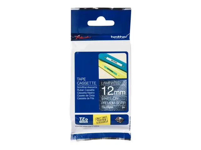 Brother TZe-PR935 - Hvitt trykk på premium glanssølv Rull (1,2 cm ...