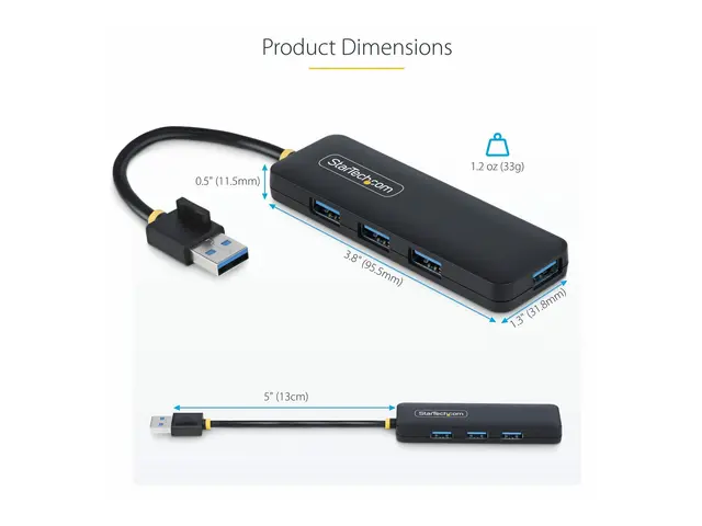 StarTech.com 4-Port USB-A Hub, 5Gbps, Bus Powered, Small Travel Mi...