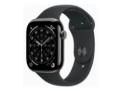 Apple Watch Series 11 (GPS + Cellular) 46 mm - skifer titan - smartklokke med sportsb&#229;nd - fluorelastomer - svart - b&#229;ndbredde: S/M - 64 GB - Bluetooth, LTE, Wi-Fi 4, UWB - 5G - 43.1 g