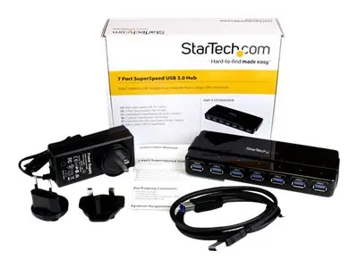 StarTech.com 7 Port USB 3.0 Hub - Up To 5 Gbps x Universal Multi E...