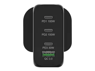 PORT Connect - Strømadapter - GaN-teknologi 120 watt - 5 A - PD, PD 3.0, QC - 4 utgangskontakter (USB-type A, 3 x USB-C) - svart - Europa