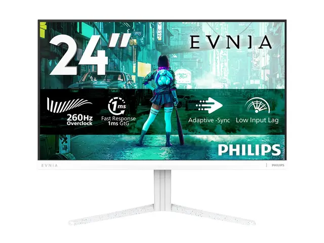 Philips Evnia 3000 24M2N3201P - LED-skjerm gaming - 24" (23.8" synlig) - 1920 x 1080 Full HD @ 240 Hz - Fast IPS - 300 cd/m² - 1000:1 - HDR10 - 0.3 ms - HDMI, DisplayPort - hvit 