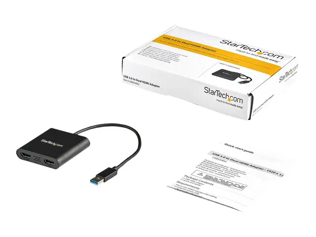StarTech.com USB 3.0 to Dual HDMI Adapter, 1x 4K 30Hz & 1080p, Ext...