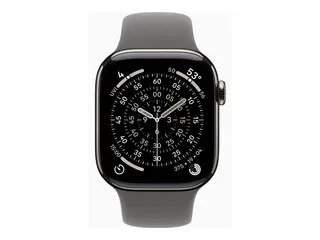 Apple Watch Series 11 (GPS + Cellular) - 42 mm naturlig titan - smartklokke med sportsb&#229;nd - fluorelastomer - steingr&#229; - b&#229;ndbredde: S/M - 64 GB - Bluetooth, LTE, Wi-Fi 4, UWB - 5G - 34.6 g