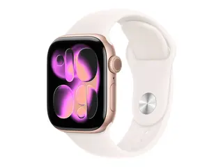 Apple Watch Series 11 (GPS) - 42 mm rosegull aluminium - smartklokke med sportsb&#229;nd - fluorelastomer - lett rouge - b&#229;ndbredde: M/L - 64 GB - Wi-Fi 4, UWB, Bluetooth - 30.3 g