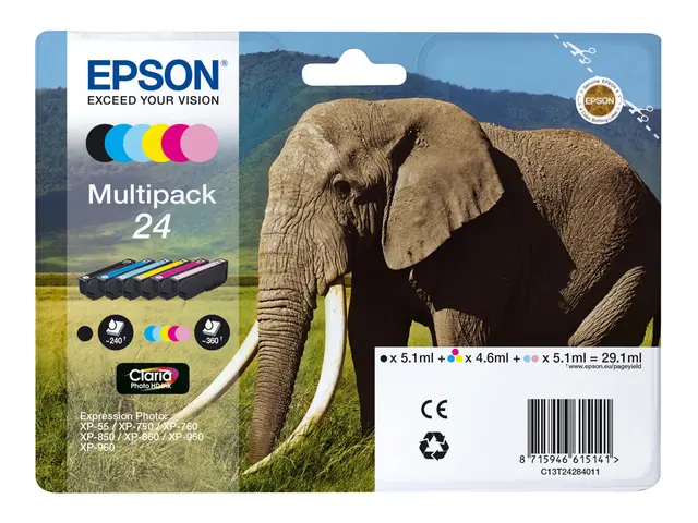 Epson 24 Multipack - 6-pack - svart, gul, cyan, magenta, lys magen...