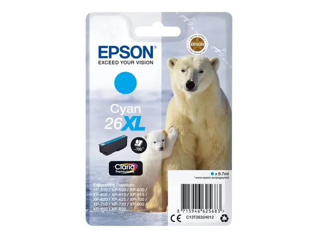 Epson 26XL - 8.7 ml XL cyan original blister blekkpatron for Expre...