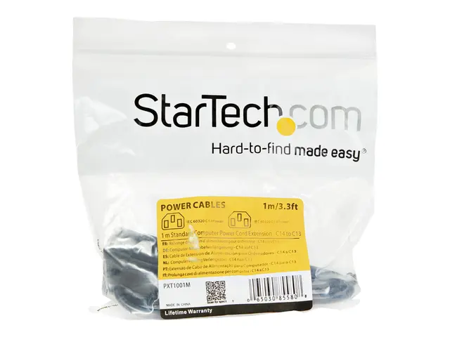 StarTech.com 1m (3ft) Power Extension Cord, C14 to C13, 10A 125V, ...