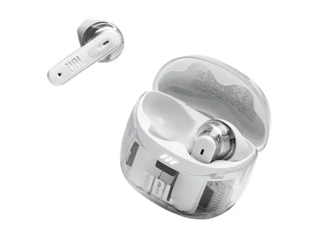 JBL TUNE Flex 2 - Ghost Edition - True wireless-hodetelefoner med mikrofon i øret - Bluetooth - aktiv støydemping - spøkelseshvit 