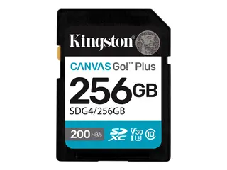 Kingston Canvas Go! Plus - Flashminnekort 256 GB - Video Class V30 / UHS-I U3 / Class10 - SDXC UHS-I