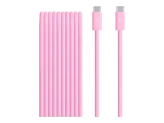 Beats - USB-kabel - USB-C (hann) til USB-C (hann) USB 2.0 - 3 m - flettet, Hurtiglading opptil 240W, forsterket design - kraftig rosa