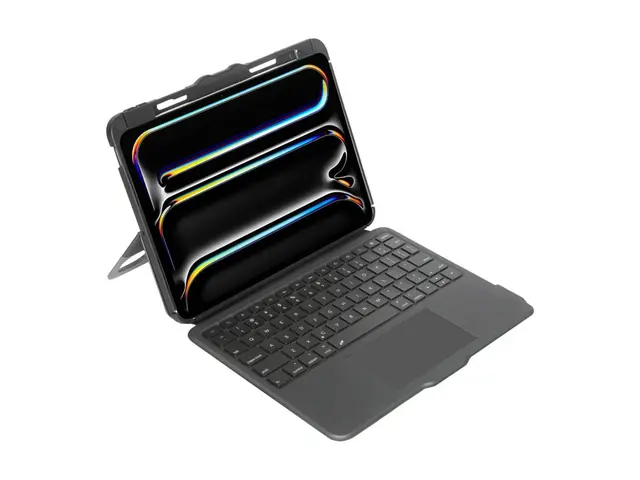 Targus Versavu - Tastatur og folioveske (tastaturetui) med styrepute - bakbelysning - trådløs - Bluetooth 5.0 - Tyrkisk - svart 