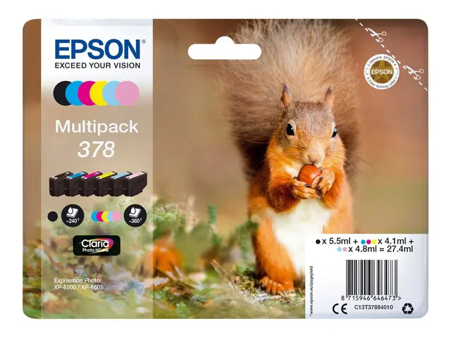 Epson 378 Multipack - 6-pack - svart, gul, cyan, magenta, lys mage...