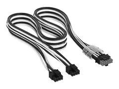 CORSAIR Elite Premium Type 5 - Strømkabel 16-stifts PCI-strøm (hann) til 8-pins PCIe-strøm (hann) - 65 cm - individually sleeved - svart/hvit