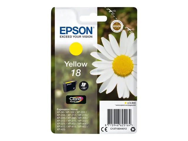 Epson 18 - 3.3 ml - gul - original - blekkpatron - for Expression ...