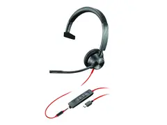 HP Poly Blackwire 3315-M - Blackwire 3300 series hodesett - on-ear - kablet - 3,5 mm jakk, USB-C - svart - Certified for Microsoft Teams